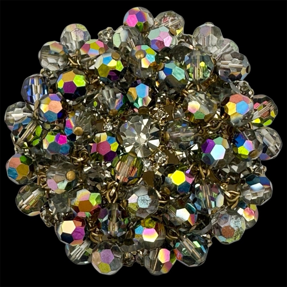 Juliana D&E Vintage Vitrail Rhinestone & Beaded
Cluster Brooch Pin LARGE